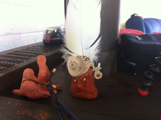 Flash and Fish just before they say Good Bye. Flash is off to the big city; Edinburgh and Fish the isolated coasts of Bruny Island, Tasmania. 